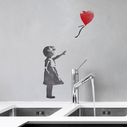 Banksy balloon girl stencil - girl,
