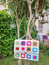 Borsa granny COTONE mattonelle uncinetto. crochet fatta a mano. Handmade bag
