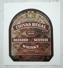 Etichetta da Collezione Originale Vintage Chivas Regal Blended Scotch Whisky