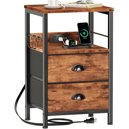 Comodino rustico marrone con - comodino,