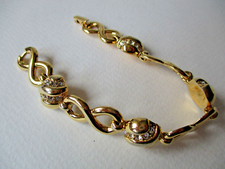 Swarovski originale bracciale braccialetto dorato vintage strass marchio cigno