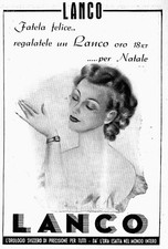 PUBBLICITA' 1948 LANCO OROLOGIO SVIZZERO DI PRECISIONE ORO DONNA MODA ELEGANZA 
