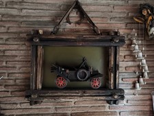 quadro decorazione Rustica con Modellino Auto d’Epoca  Cornice in Legno  Ferro
