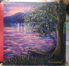 Antonino Gambadoro(Me 1965)Tramonto sul lago stupendo dipinto  Vendita No Profit