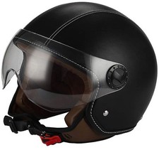 Casco Jet rivestito pelle nero