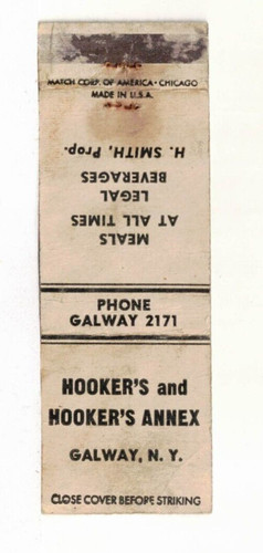 C1940 matchbook hooker - c1940, hooker's