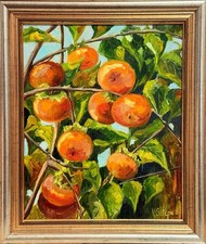 Cachi su ramo frutti dipinto