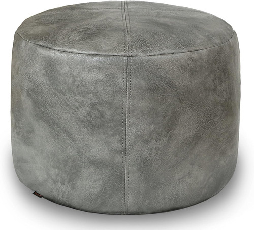 Unstuffed faux leather pouf - leather,