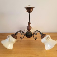 Lampadario da soffitto vintage 3 bracci opalino design floreale paralumi plafoniera 