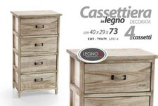 MOBILE CASSETTIERA 4 CASSETTI HOME IN LEGNO NATURALE 40*29*73 CM EDT-793479