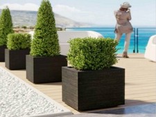 VASO FIORIERA QUADRATO CUBO MATHERIA IN PLASTICA CON RUOTE 50 CM MODERNO