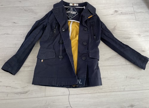 Superdry navy label pea coat - navy,