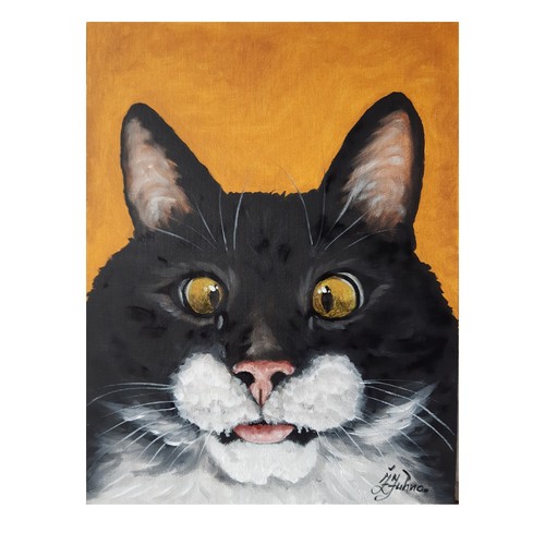 Quadro gatto bianco - , nero