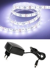 STRISCIA LED 5050 FLESSIBILE 5M ADESIVA CON ALIMENTATORE LUCE BIANCA IP 65 SC0