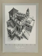 M.C. ESCHER 'ASCENDING AND DISCENDING' RARA STAMPA ARTISTICA AUTENTICA anni '90