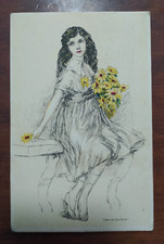 10400 CARTOLINA ADELINA ZANDRINO BAMBINA CON MAZZO DI FIORI 1917 VIAGGIATA