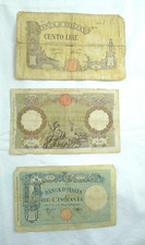 LOTTO 3  VECCHIE BANCONOTE REGNO ITALIA 100 LIRE 50 LIRE