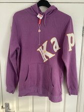 Felpa Kappa Vintage/Retro Grande in Pile con Cappuccio Logo Avvolgente Viola Ottime Condizioni