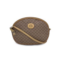 Autentica borsa a tracolla Gucci vintage beige monogramma tela ovale messenger