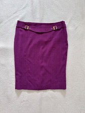 Versace Collection gonna a tubino viola lana elasticizzata fibbie IT 44 UK 12