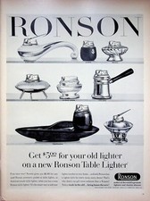 Accendino da tavolo Ronson 1957 stampa pubblicità Tropicana fantasia Cupido regina nordica Anna