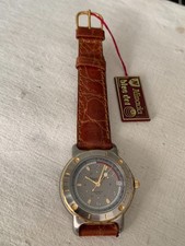 Nivada Blue Dot diver quartz cassa acciaio oro 36mm corona vite tag NUOVO