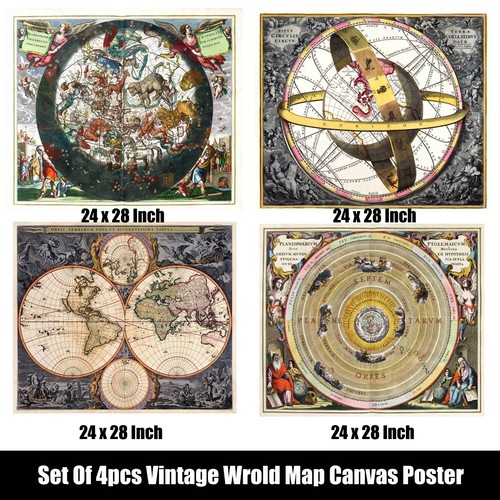 Set pezzi vintage tela mappa - set, 4
