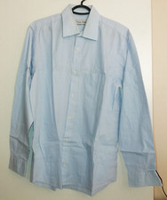 FULL TIME camicia azzurra maniche lunghe uomo taglia 39 (M) tasca cotone blu