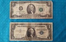 BANCONOTE DA 1 E 2 DOLLARI