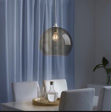 Paralume lampada vetro sospensione IKEA Jakobsbyn, fumè, 12"+cavo luce binario+lampadina