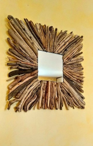 Specchio con legno fiume - con,