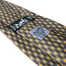 Hermes brown silk tie with