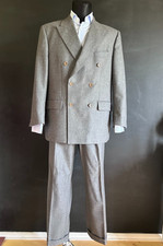 Tuta uomo doppiopetto Scabal su misura grigio cotone cashmere giacca pantaloni con polsini