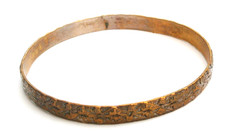 N954) Bracciale vintage in ottone di alpaca motivo inciso, patina invecchiata