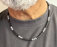 Collana Girocollo Uomo con Pietre Naturali colorate e Acciaio Inossidabile