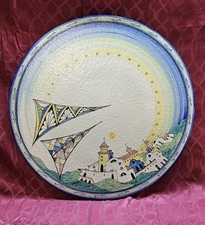 Grande disco vintage decorativo ceramica Firma Mosca Vietri anni piatto '80-'90