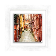 Lupia Quadro Ceramica stampata Cornice bianca29x29 BOLOGNA CANALE CENTRO STORICO