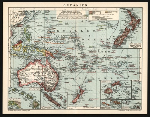 Mappa anno 1902 oceania - mappa,