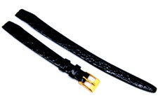 Cinturino Orologio Nero Vero Coccodrillo per Con Rigido Ponticelli 10mm Colla /