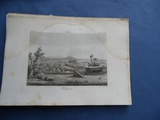 VEDUTA DI SAN LEUCIO-CASERTA-VESUVIO-ANTICA INCISIONE IN RAME-NAPOLI 1846