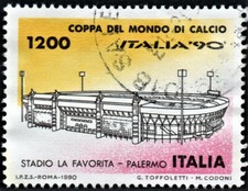 francobolli italia repubblica 90 coppa mondo calcio stadio favorita usato 1990