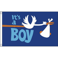 5ft x 3ft (150 x 90 cm) It's A Boy Birth Baby Son Stork Polyester Banner Flag