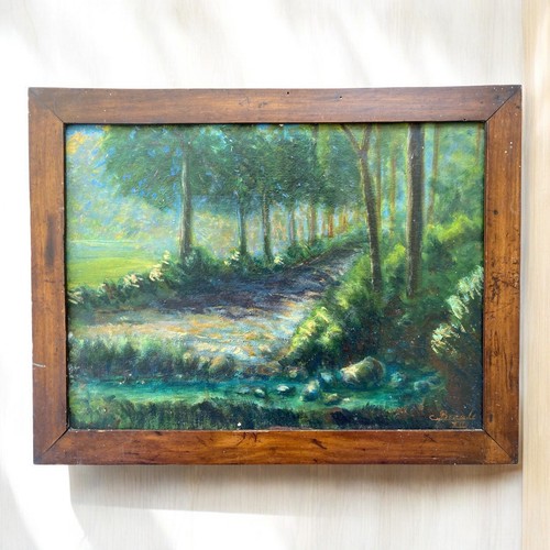 Viale alberato olio su - “viale,
