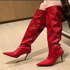 Stivali Alti A Punta Vernice