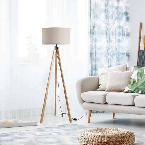 Wood tripod floor - floor, lamp