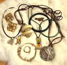 LOTTO 11 pezzi bigiotteria anni '70 bracciale collana spilla anello orecchini