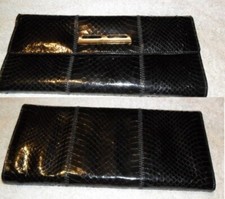 Pochette/busta vintage piccola in pelle di serpente nera