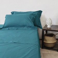 Lenzuola Completo 100% Cotone Percalle 3 Volant con Federe Extra Qualità