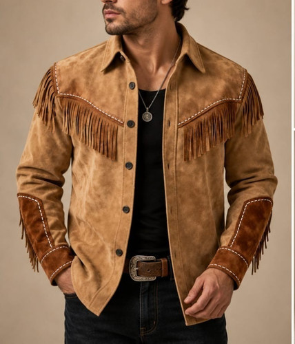 Giacca uomo western - , marrone