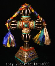 Pugnale porta pugnale 13" Tibet buddismo bronzo gemma vajra Dorje Phurba Faqi